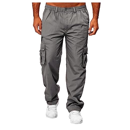 Pantaloni cargo da uomo, leggeri, con elastico in vita, per attività all'aperto, con tasche multiple, pantaloni da lavoro da combattimento da uomo, vestibilità larga, pantaloni da lavoro casual,