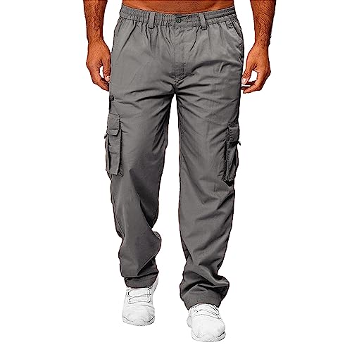 Men's Cargo Pants with Pockets Cotton Hiking Sweatpants Casual Athletic Jogger Relaxed Fit Sports Outdoor Trousers
