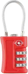 Cadeado TSA com Cabo de Aço, Senha Ajustável 3 Dígitos, Seguro para Mala, Mochila, Bagagem, Viagem e Aeroporto, Cadeado Antifurto, Preto Resistente (Vermelho)
