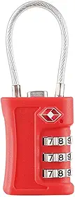 Cadeado com Segredo TSA 3 Dígitos para Mala de Viagem Mochila e Armário de Academia, Trava de Segurança em Aço Reforçado, Cor Preto (Vermelho)