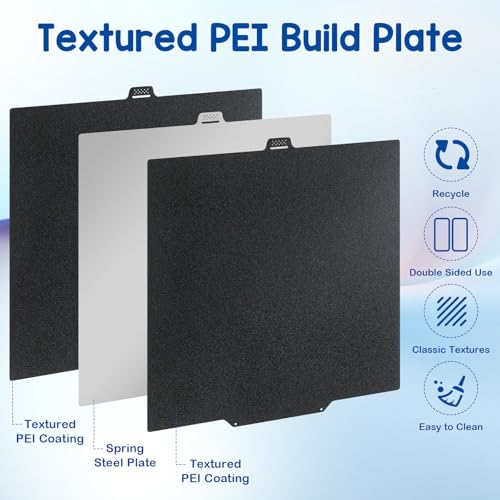 Nssnlur Texured PEI Build Plate für QIDI Q2 Q2C 280x280mm, Double Sided PEI Druckplatte Flexible PEI Platte für QIDI Q2, Q2 Combo, Q2C 3D Drucker Platfformen