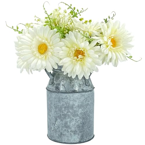 TOPIA Fake Flowers Artificial Daisies Flowers Bouquet Silk Daisies Bouquets Silk Flowers Artificial Gerbera Daisies Match with Flowerlet 10 Daisies and 2 Flowerlets (White)