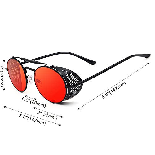 Image of RONSOU Steampunk Style Round Vintage Polarized Sunglasses Retro Eyewear UV400 Protection Matel Frame