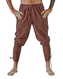 YAOHUOLE Sommer Mitteralter Hose Herren Lang Leinenhose Herren Lang Mitteralter Schnürhose Herren Mittelalter Braun M