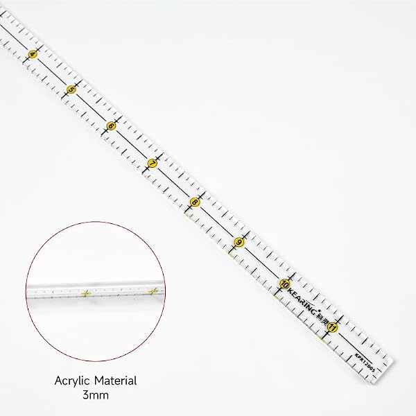 KEARING 1/2" x 12" Pocket Quilting Ruler Acrylic Clear Mini Quilter Ruler by KEARING - Used condition - Image 3