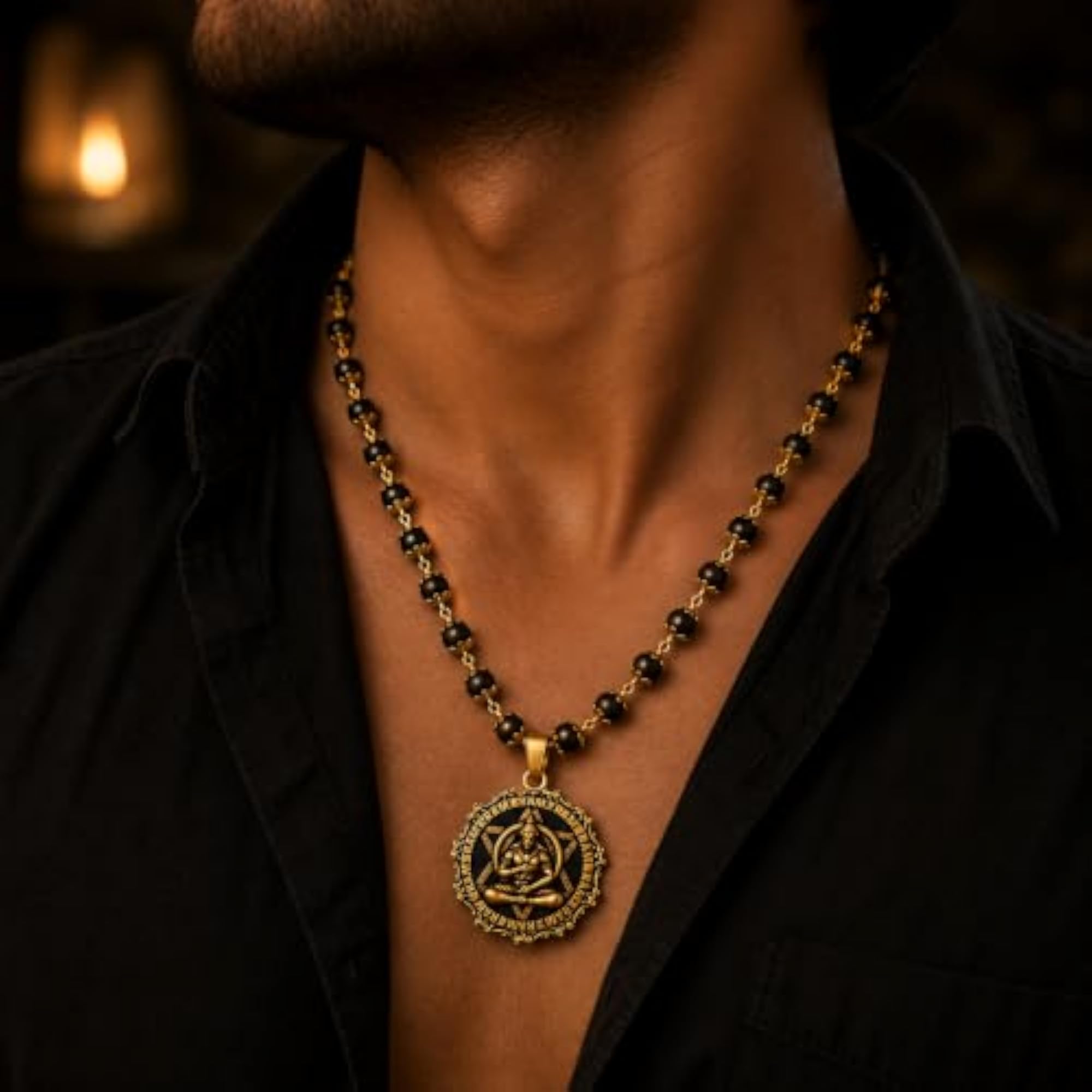 Gold Plated Hanuman Yog Mudra Pendant, Spiritual Gift