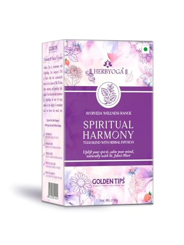 Image of Golden Tips Tea Spiritual Harmony Herbal Infusion | Relaxing Wellness Herbal Tea Blend with Tulsi | Calming Aromatic Infusion for Stress Relief & Mindful Relaxation