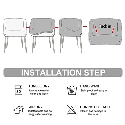 Andreannie Set Of 2 Navy Blue Stretch Jacquard Dining Chair Covers Curved Back Accent Chair Slipcover Mid Century Modern Armchair Covers Chair Protector For Home (Navy Blue, 2 Pcs) #TOP4