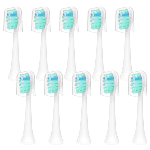 10 Piezas Cabezales Cepillo Electrico Ultrasonico, Estándar Suave Cabezales de Cepillo, Recambio Cepillo de Dientes con Tapa, Blanco Cabezal de Cepillo Limpieza Compatibles para Philips Sonicare