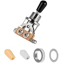 3-Way Toggle Switch for Gibson Les Paul Guitar - Replacement Switchcraft Style Selector with Plastic Caps, Knurled Nut & Washer - Easy to Install Chrome Tip