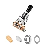 TintJungle 3-Way Toggle Switch for Gibson Les Paul Guitar - Replacement Switchcraft Style Selector with Plastic Caps, Knurled Nut & Washer - Easy to Install (Chrome Tip)