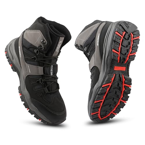 Image of FUEL Force Men's High-Ankle Boots | Rugged & Durable Synthetic Upper | Cushioned Footbed | EVA + Rubber Sole | Lace-Up Boots for Outdoor, Trekking, Hiking, Riding, Travel & Regular Use