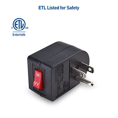 Cable Matters [Etl Listed] 3 Pack Grounded Outlet With On Off Switch, Single Outlet Switch On Off/Plug Switch In Black #TOP4