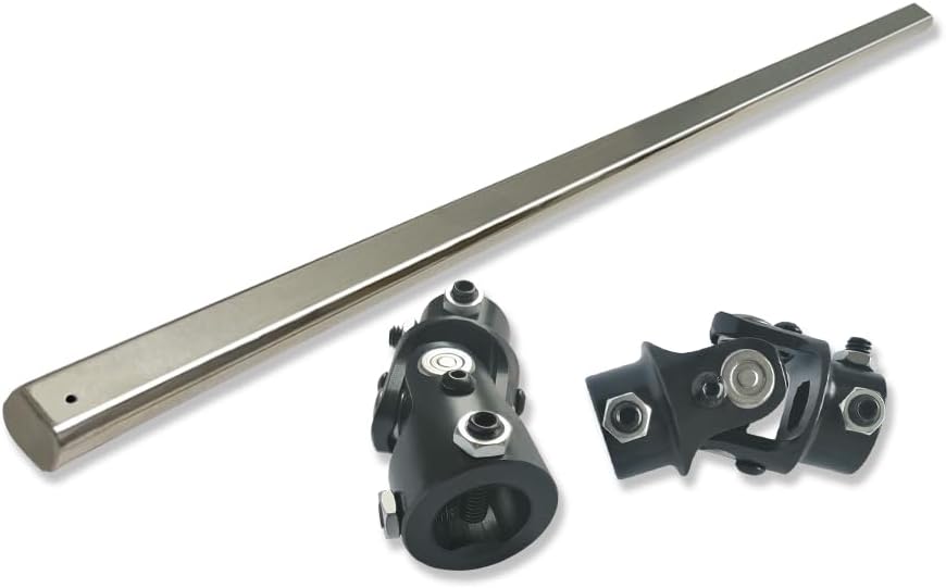 Chrome 24" Steering Shaft & 3/4" DD & 1" DD Universal Steering U Joint 83mm Length Black Steel