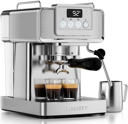 Máquina de Café Expresso, Aço Inoxidável, 1.8L, 20 Bar, Vaporizad...