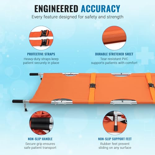 Primacare FS-3205 Foldable Emergency Medical Stretcher – Portable Patient Transport with Carry Bag, Backpack Straps, Heavy Duty Handles & Rubber Feet – Lightweight & Durable - Thumbnail 2
