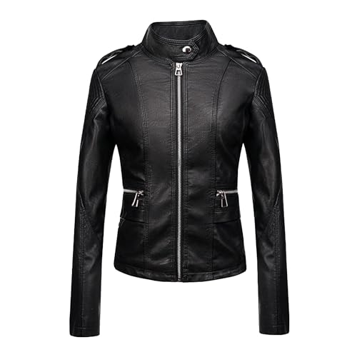 Veste de moto en similicuir femme look décontracté pour sorties urbaines en automne