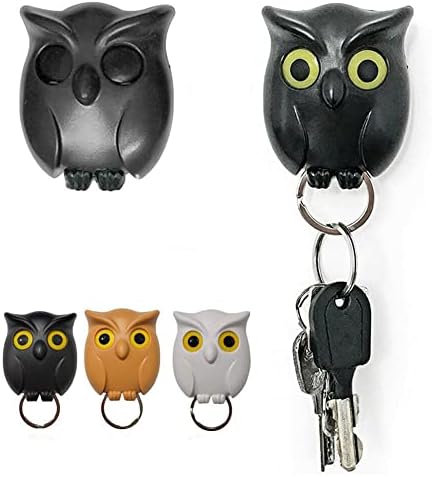 DHliIQQ Night Owl Magnetic Wall Key Holder,Owl Key Holder Self Adhesive Wall-Mounted Keychains Hook Key Hangers Key Racks Hanging The Key The Owl Will Open Its Eyes