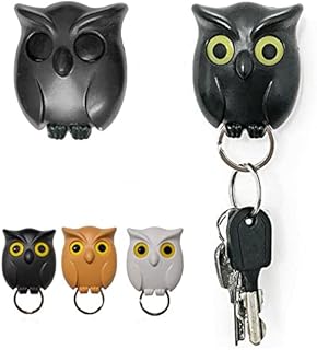 DHliIQQ Night Owl Magnetic Wall Key Holder,Owl Key Holder Self Adhesive Wall-Mounted Keychains Hook Key Hangers Key Racks Hanging The Key The Owl Will Open Its Eyes