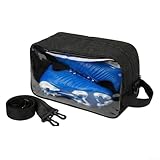 Geruchsdichte Fußball-Stollen-Tasche für Herren mit geruchskontrollierendem Futter, Belüftungslöchern, wasserabweisendem Oxford-Gewebe, transparentes Frontpanel, passend für Schuhe der Größe 42