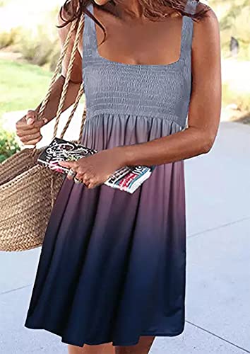 Summer Dress for Women Casual Beach Dress Floral Cover Ups Spaghetti Strap Sundress Smocked Strapless A-Line Mini Dress2