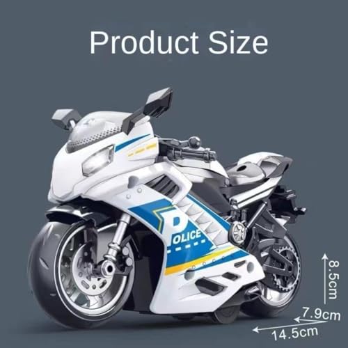 Image of FEXXA Police Motorcycle Toy - Pull Back Motorcycle Toys, Tiny Gift with Music Lighting, Latte Motorcycles Toy for Kids Boys Age 3-8 Year Old [Multicolor] (Sport Bike-White)
