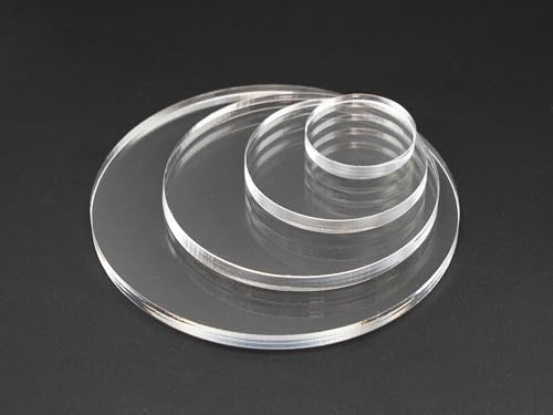 10 Stück 4 cm Klare Acrylscheibe, 5 mm dick, gegossenes PMMA, runde Platte, Acrylplatte Kreis aus synthetischem Glas, transparente Sockel für Figuren, DIY, Display