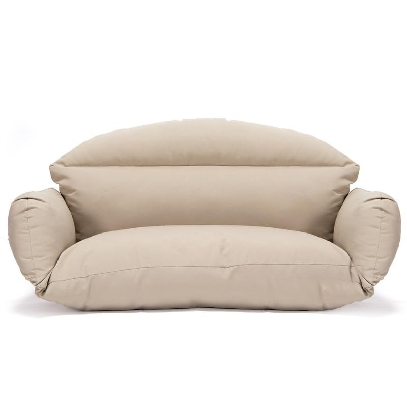 Image of Double Seater Cushion Set - Polyester Fabric Padded Seat for Hanging Egg /Garden Jhula (Taupe)