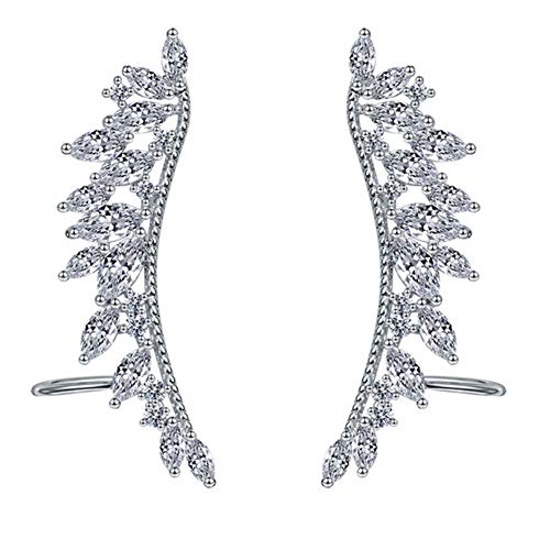 EVER SHINE Angel Wings CZ Crystal Ear Cuff Vines Climbers Crawlers Clip On Earrings