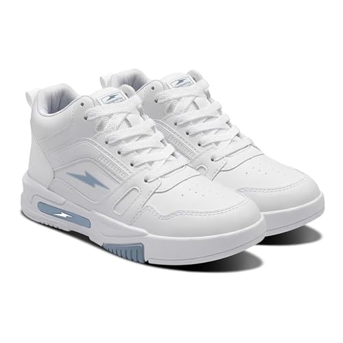Image of BRUTON Genz Men's High-Top Lightweight | Casual Shoes Comfortable Lace-Up White Shoes with Soft Cushion Insole