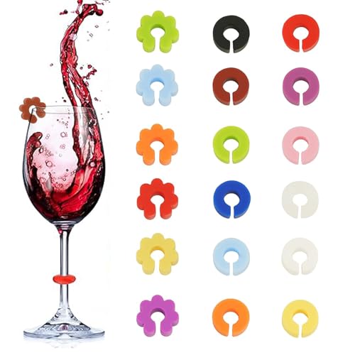 Ryaupy 18PCS Marqueurs verre silicone – marqueurs verre silicone réutilisables – pour diverses tasses, décorations (2 formes)