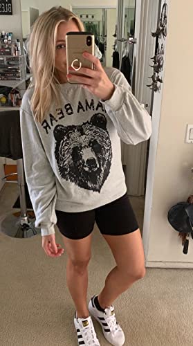 Blooming Jelly Women's Cute Long Sleeve Top Loose Mama Bear Crewneck Pullover Sweatshirt(Grey 1,L) #TOP4