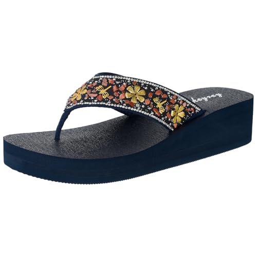 Lowkeyray Women's wedge flip flops Sandal