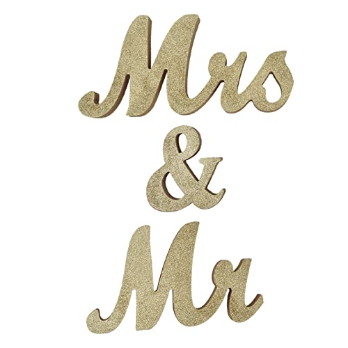 ミスター・ミセスサイン ウェディングテーブル装飾、ヴィンテージ風英字オーナメントセット（MRとMRSのカリグラフィーデザイン）、屋内外兼用の防水高密度ボード（記念日用） (JM00801) [5]