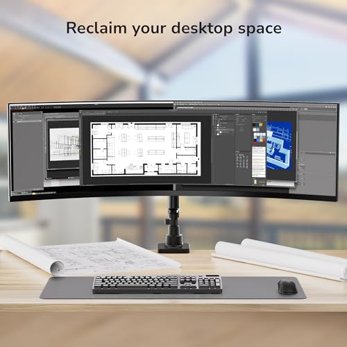 Mount-It! Ultrawide Monitor Desk Mount with Pole, Fits 17–49” Screens, Heavy Duty Height-Adjustable Gas Spring Arm, 44 lbs Capacity, Full Motion, VESA 75/100, Clamp or Grommet by Mount-It! - Image 2