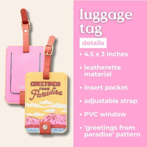Ban.do Getaway Suitcase Tag for Travel, Durable Vegan Leather Luggage Identifier