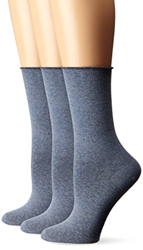HUE Women's Jeans Sock (Pack of 3), Denim Heather, One Size