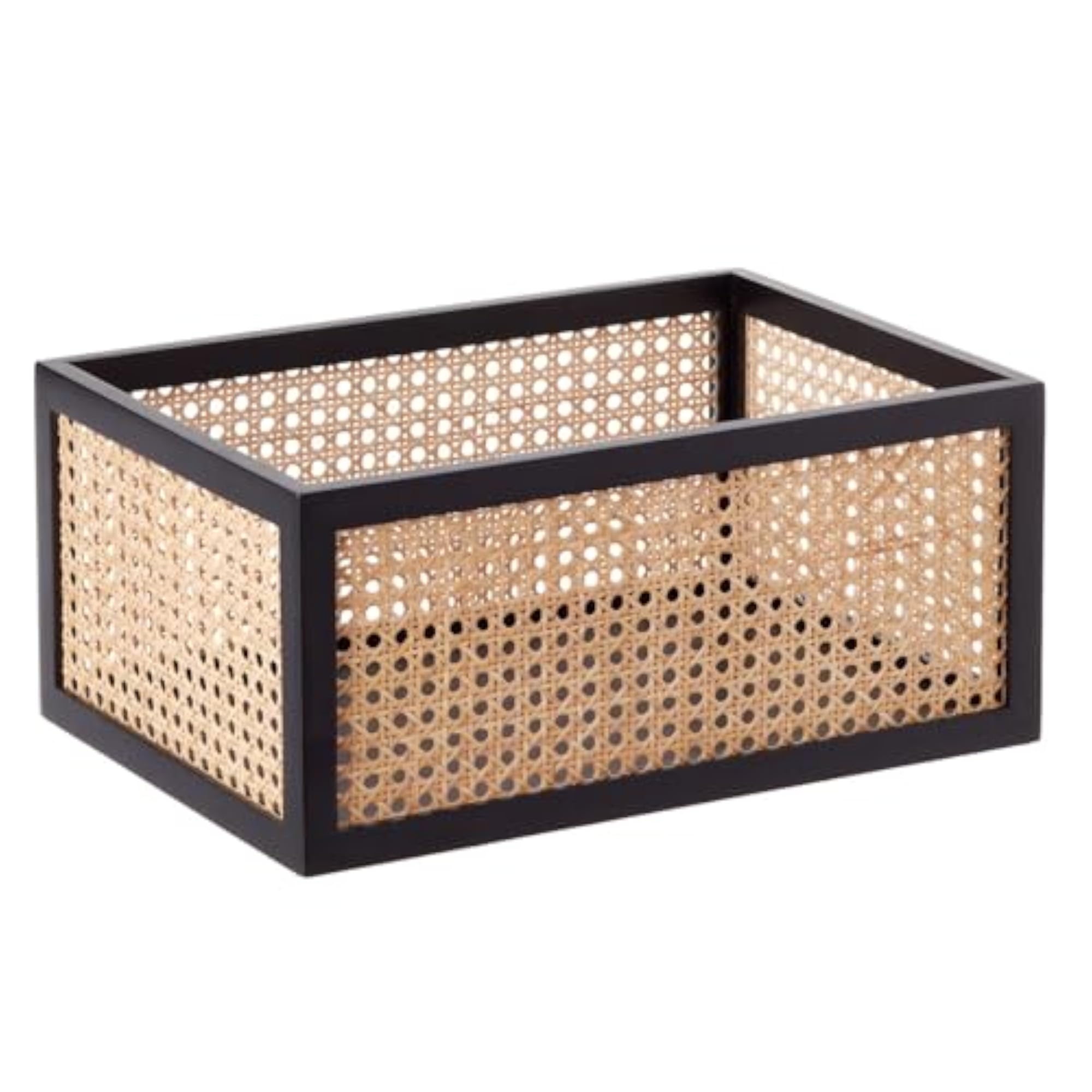 Rectangular Hand-Woven Rattan Storage Basket Decorative Tray