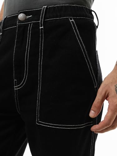 Image of Bewakoof Men Mid Rise Baggy Regular Fit Cargo Jeans|Cargo Jeans - Multi-Pocket Denim | Baggy Fit | Utility Streetwear
