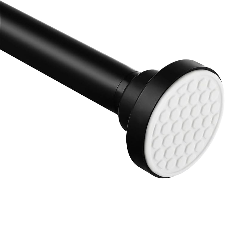 Image of JD FRESH 115 Cm to 215 Cm Extendable Curtain Rod Holder Non-Drilling /Anti-Skid Spring Pull Rod /Stainless Steel Rust Proof Shower Curtain Rod /Window Curtain Rod / (White)