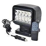Led Search Light 7 Inch 50W 360 Degrees Rotating Remote Control 9-32V Super Bright Led Work Spot Driving Lights Reflective cup Lights Boat Lighting black colour water proof