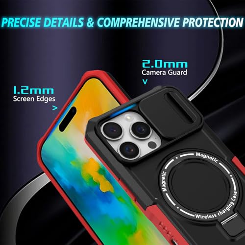 Funda magnética Samsung S25 Plus YOUULAR negra y roja con soporte integrado 7