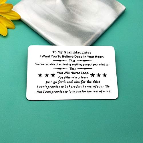 Birthday Gift for Granddaughter Engraved Wallet Insert Card to Granddaughter Gift Inspirational Gift Graduation Encouragement Gift to My Granddaughter Gift Form Grandpa Grandma Chrismas Card Gift