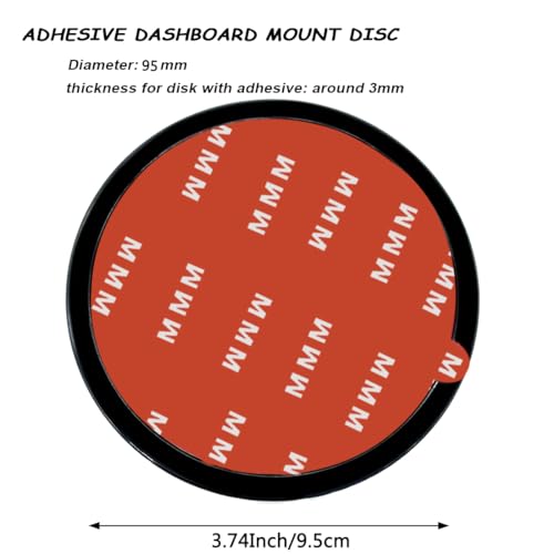 AYWFEY 4 Pack 95mm Black Adhesive Dashboard Pad Mounting Disk, Mounting Disk for Suction Cup, Dash Mount Pad, 3.74 Inch Universal Suction Cup Adhesive Disc for GPS, Smartphones, Car Cameras - Thumbnail 2