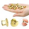 Metal Pin Backs, Locking Pin Backs, 30 Pieces Pin Holder Keepers Clasp Needle Back Lock Flat Head clamp Badge Fastener Tie Tack Lapel Brooch Enamel Lapel Pins Lock and DIY Crafts,Without Needle - Gold #2