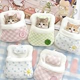 おふとん かわいい 着せ替え Mini 寝袋 ファミリー ドールハウス もふもふ ぬいぐるみ 収納バッグ Pink+Blue+Green 三点セット