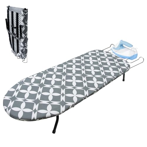 Tabletop Ironing Board, Foldable Iron Board with Iron Rest, Compact Sturdy Padded Ironing Board with Non-Slip Feet for Home Laundry Travel 80 * 30.5 * 13cm (Grey)