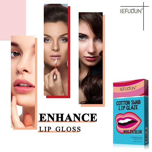 Makeup Tattoo Lipstick Lip, Multicolor Cotton Swab Liquid Lipstick Waterproof Long Lasting Kiss-Proof Durable Nude Lip Gloss Beauty Cosmetics For Easily Carrying (20Pcs) (Nude) #TOP7