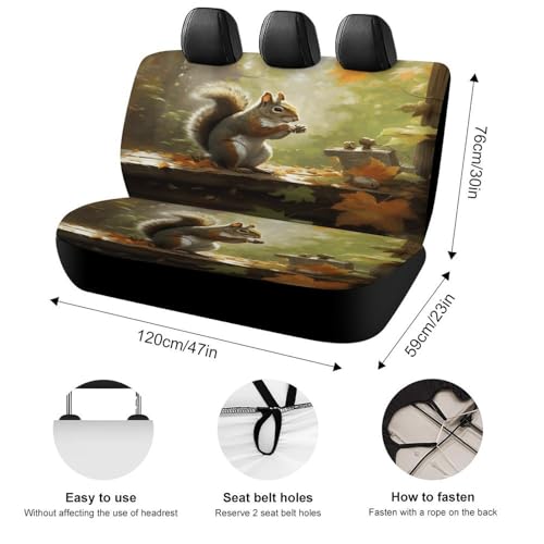 Funda para asiento trasero de coche lavable con diseño de ardilla para proteger tu SUV 2