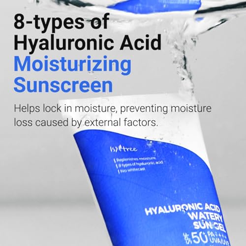 ISNTREE Hyaluronic Acid Watery Sun Gel 50 ml | SPF 50+ PA++++ | Korean Skincare | Lightweight & Hydrating Gel | No White Cast | Broad Spectrum Daily Sunscreen